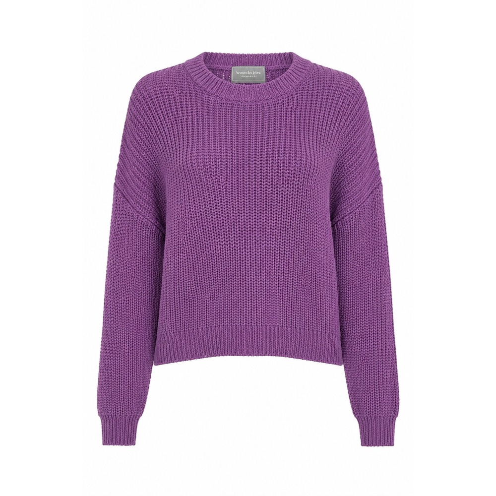 Wooden Ships Crewneck Sweater Purple Cotton Blend Shaker Stitch Knit Boxy XS/S